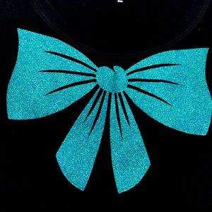 BELLA+CANVAS Women's Black Scoop Neck Tee with Glitter Bow